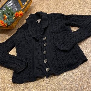 J Jill Black Long Sleeve Sweater With FLAWS Small